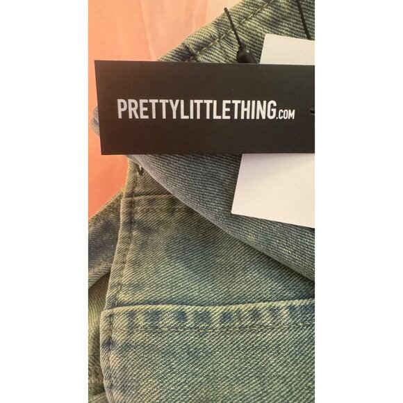 2/$30 NWT PrettyLittleThing Petite 2 Denim Corset Top Blue Zippered Back - Picture 6 of 9